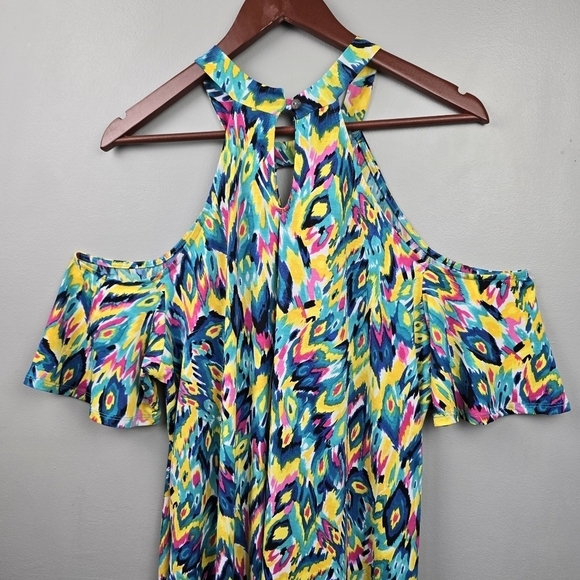 SEW IN LOVE Perfect Paradise‎ Printed Tropical Dress Multi-colored Womens Sz L - Picture 8 of 11